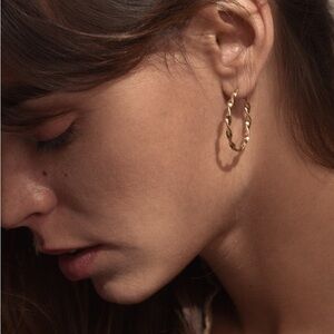Louise Damas 24k Gold Plated Twisted Hoops